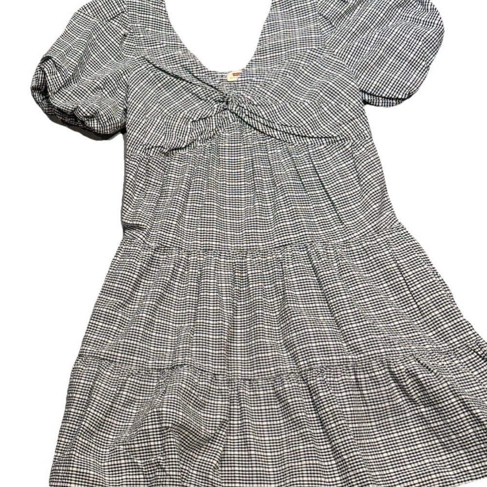 Levi's Black and White Gingham Mini Dress Coastal Cowgirl Milkmaid - Picture 3 of 7
